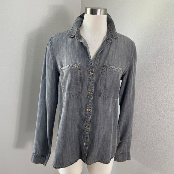 Cloth & Stone Womens Small Button Up Chambray Shirt Long Sleeve Top - Picture 1 of 10